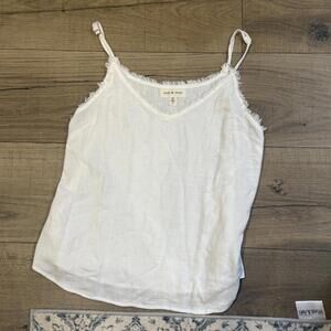 Cloth & Stone White Textured Spaghetti Strap Tank Top, Size S